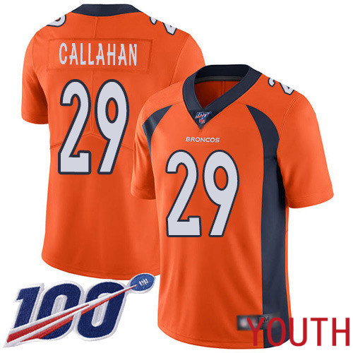 Youth Denver Broncos #29 Bryce Callahan Orange Team Color Vapor Untouchable Limited Player 100th Season Football NFL Jersey